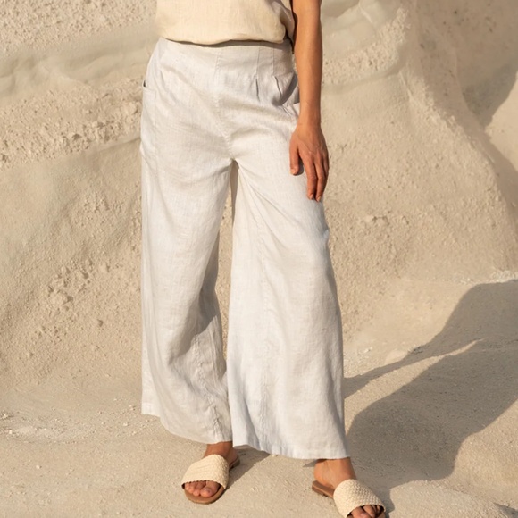 Nomad the Label Pants - Nomad the Label Milos Linen Pants Oyster (Light Grey)